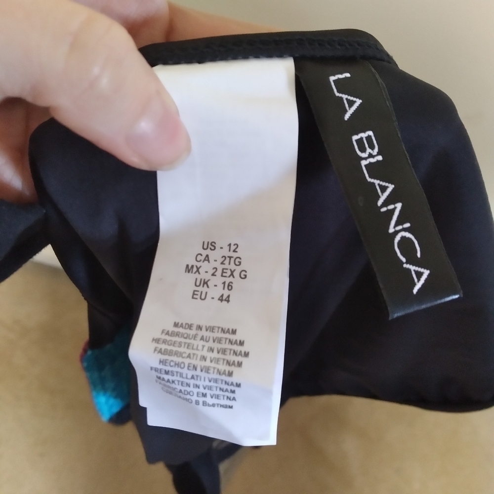 La Blanca Black Metallic Running Stitch Bikini Bottom Size 12 New with Tags - Picture 6 of 10